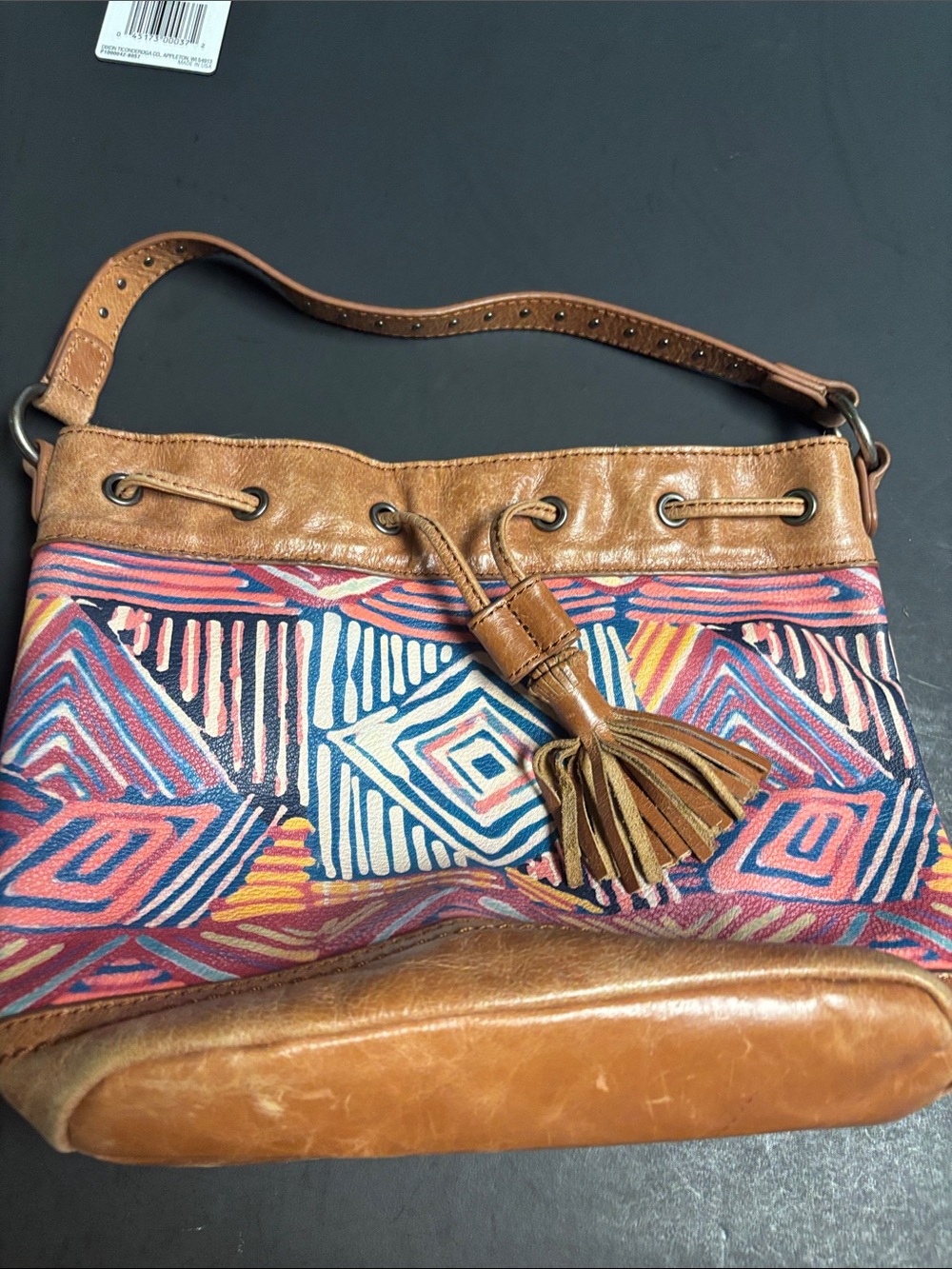 The Sak Multicolor Geometric leather bucket bag